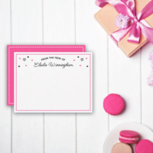 Carte De Correspondance Étoiles Roses Neon Du Bureau Du Nom En Script