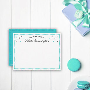 Carte De Correspondance Étoiles Turquoise Du Bureau Du Nom En Script