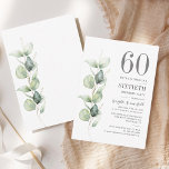 Carte De Correspondance Eucalyptus 60e Anniversaire de verdure Foliage<br><div class="desc">Il pourrait s'agir d'une fête surprise ou d'une autre décennie spéciale. Cette invitation à la fête de 60e anniversaire avec un design vert d'eucalyptus avec une typographie populaire moderne peut être facilement édité pour convenir à toute fête d'anniversaire ou d'anniversaire. Vous pouvez modifier le libellé, les détails de l'anniversaire et...</div>