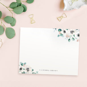 Carte De Correspondance Eucalyptus Anemone Floral Stationery personnalisée