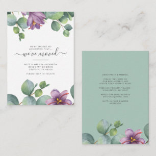 Carte De Correspondance Eucalyptus Nous avons Déménagé Verdure Floral Démé