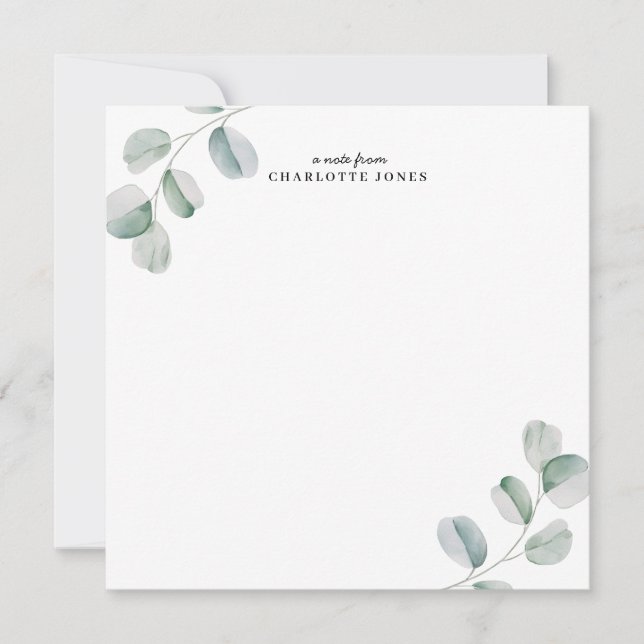 Carte De Correspondance Eucalyptus Simple Personnalisé (Devant)