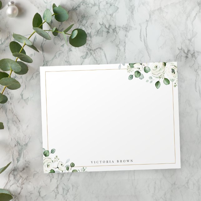 Carte De Correspondance Eucalyptus verdure Floral Stationery personnalisée (Eucalyptus greenery Floral Personalized Stationery Note Card)