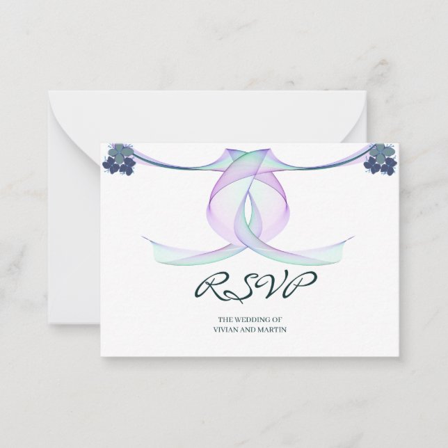 Carte De Correspondance Exemple classique mariage violet RSVP (Devant)