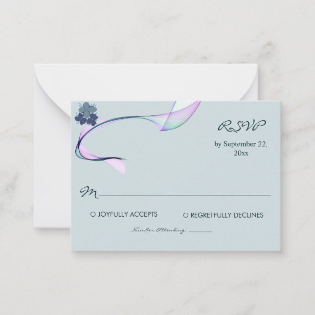 Carte De Correspondance Exemple classique violet vert RSVP (Devant)