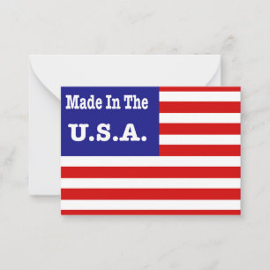 Carte De Correspondance Fabriqué Aux États-Unis Rouge Blanc Et Bleu Drapea