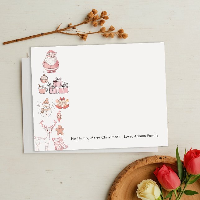 Carte De Correspondance Famille de Noël rose (Créateur téléchargé)