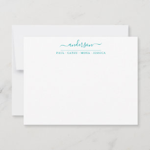 Carte De Correspondance Famille Nom Turquoise Green Script Calligraphie