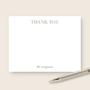 Carte De Correspondance Famille Simple Moderne Couple Vert Olive Merci