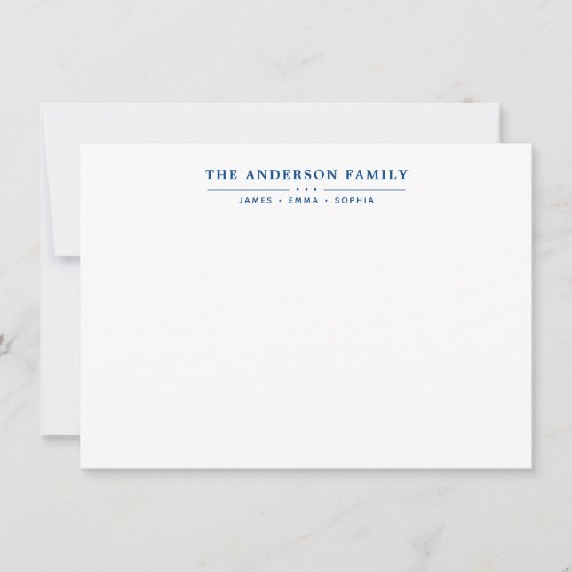 Carte De Correspondance Family Name Script Navy Blue Typography (Devant)