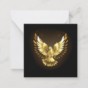 Carte De Correspondance Faux Colomb d'Apaisement en Feuille d'Or sur Fond 