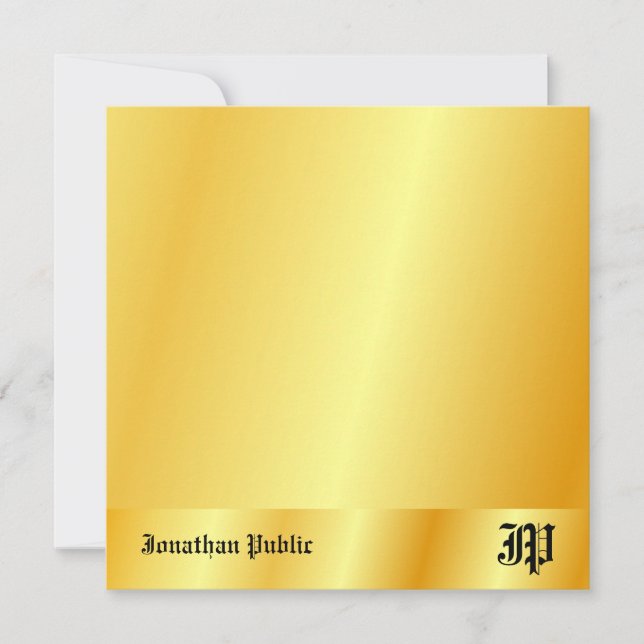 Carte De Correspondance Faux Gold écriture manuscrite Monogramme personnal (Devant)