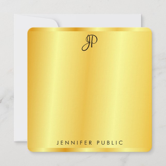 Carte De Correspondance Faux Gold Metallic Look Monogramme manuscrit (Devant)