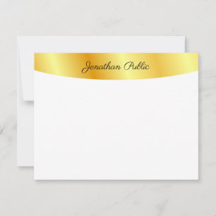 Carte De Correspondance Faux Gold White Personnalisé Élégant manuscrit