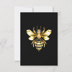 Carte De Correspondance Faux logo abeille en feuille d'or polygonale sur f
