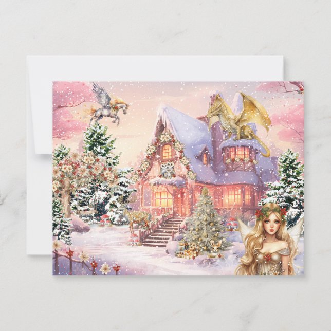 Carte De Correspondance Fée de Noël Magique et Fantaisiste (Devant)
