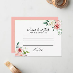 Carte De Correspondance Félicitations de fin d'études florales rose et bla