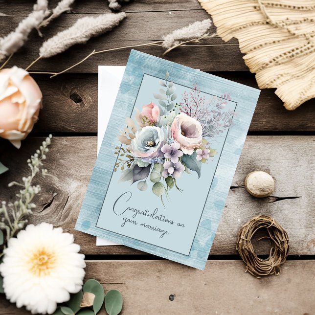 Carte De Correspondance Félicitations pour votre mariage bouquet floral (Créateur téléchargé)