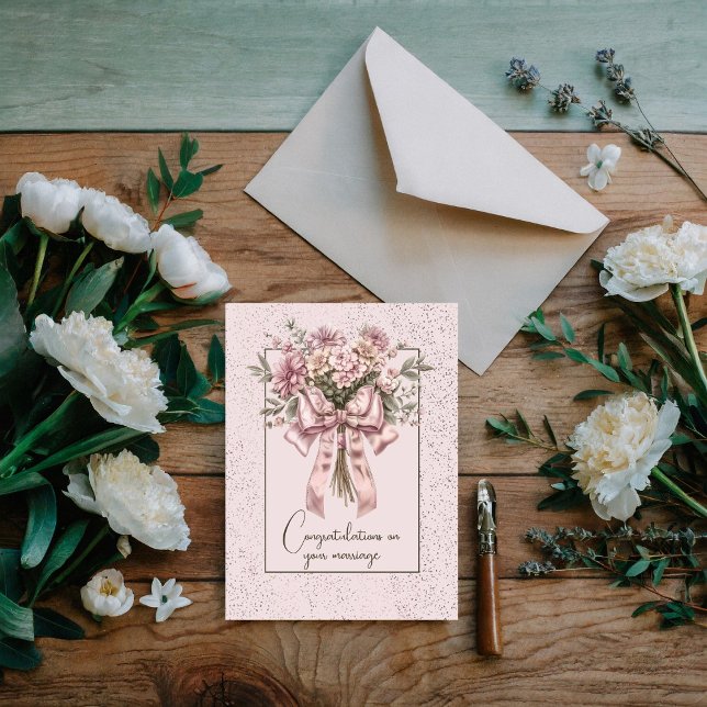 Carte De Correspondance Félicitations pour votre mariage bouquet floral (Créateur téléchargé)