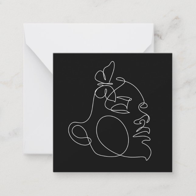 Carte De Correspondance Femme Face Line Art (Devant)