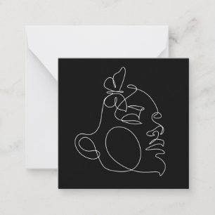 Carte De Correspondance Femme Face Line Art