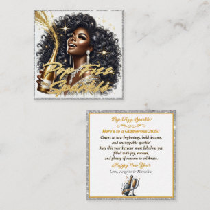 Carte De Correspondance Femme Noire Élégante qui Fait Saute une Bouteille 