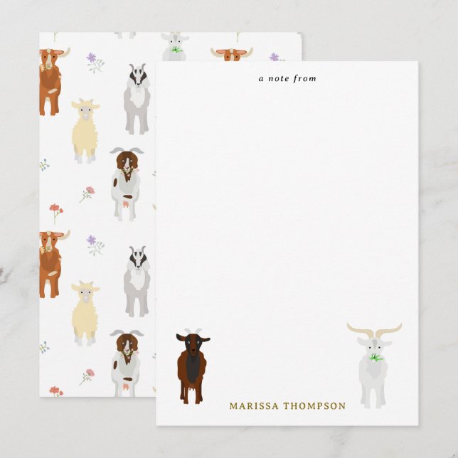 Carte De Correspondance Ferme d'animaux mignons chèvres (Devant / Derrière)