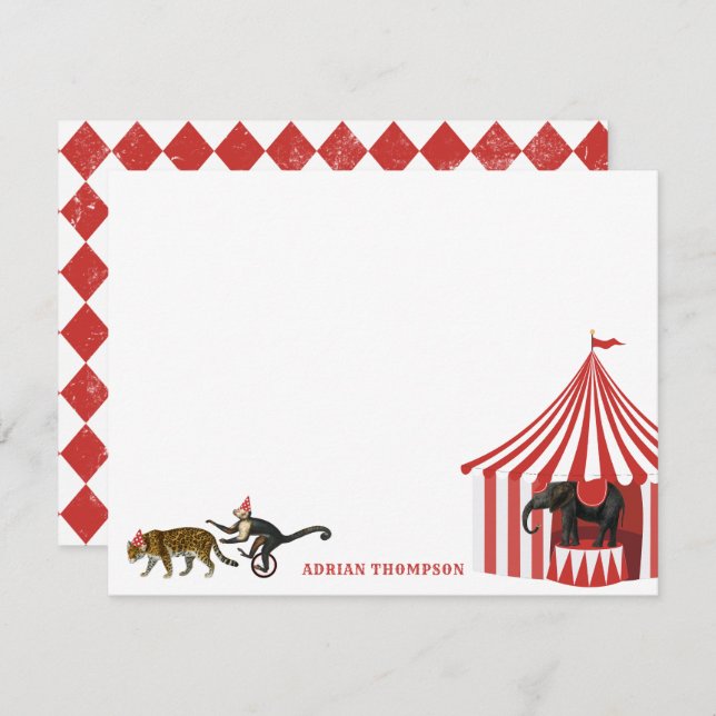 Carte De Correspondance Festival Animaux Carnaval Cirque Chapiteau Enfants (Devant / Derrière)