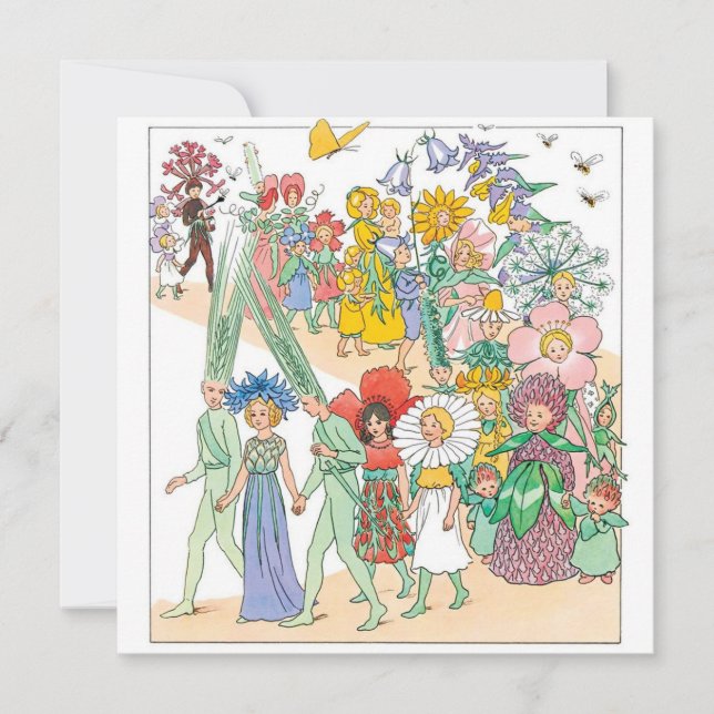 Carte De Correspondance Festival des fleurs vintage par Elsa Beskow (Devant)