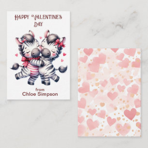 Carte De Correspondance Fête de la Saint Valentin de Zebra Couple pour enf