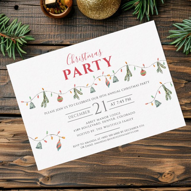 Carte De Correspondance Fête de Noël Moderne (Christmas Party Boho Rustic Invitation)
