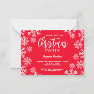 Carte De Correspondance Fête de Noël Moderne sous la Neige Rouge