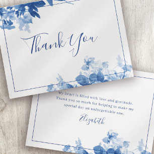 Carte De Correspondance Fête des mariées de calligraphie florale bleue Mer