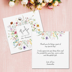 Carte De Correspondance Fête des mariées fleur sauvage Merci plat