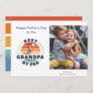 Carte De Correspondance Fête des pères Enfants Photo Retro Golf Papa