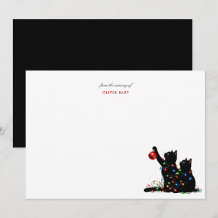 Carte De Correspondance Fête fantaisiste et drôle de bébé chat de Noël