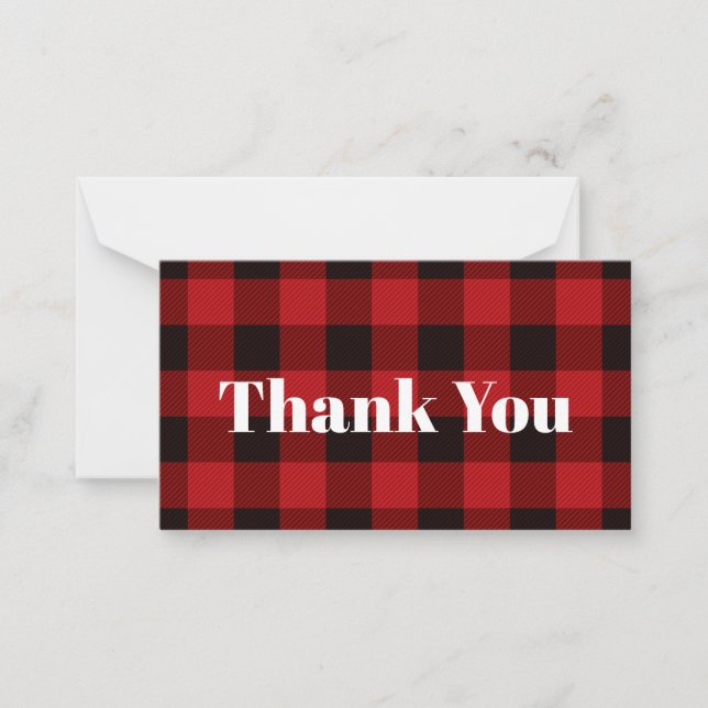 Carte De Correspondance fête plaid rouge rustique bûcheron d'hiver (Devant)