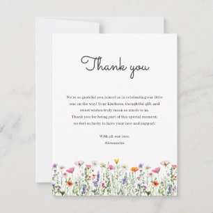 Carte De Correspondance Fête Prénatale aux Fleurs Sauvages Neutre en Genre