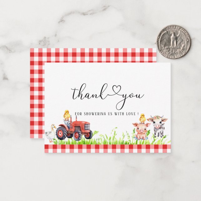 Carte De Correspondance Fête prénatale de bébé d'anniversaire de ferme mod (Devant/Arrière en situation)