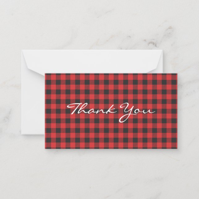 Carte De Correspondance Fête Rouge Buffalo Plaid Rustique Bûcheron (Devant)