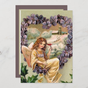 Carte De Correspondance fête vintage Noël Angel ajouter un sentiment