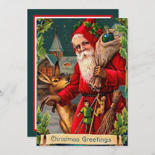 Carte De Correspondance fête vintage Noël Père Noël ajouter un sentiment