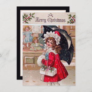 Carte De Correspondance fête vintage shopping girl ajouter sentiment