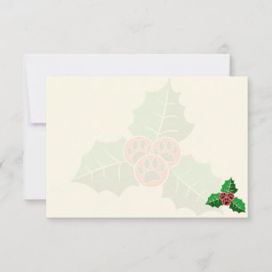Carte De Correspondance Feuilles de houx de Noël patte Crème vierge Blanc