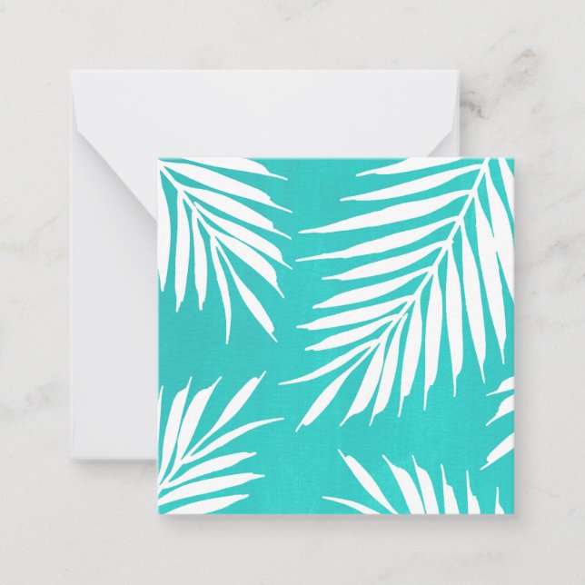 Carte De Correspondance Feuilles de palme acrylique blanc turquoise (Devant)