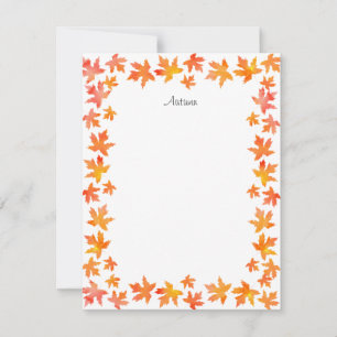 Carte De Correspondance  Feuilles d'érable en aquarelle jaune orange Guirl
