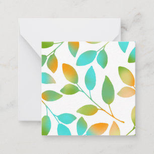 Carte De Correspondance Feuilles verts Aqua Orange