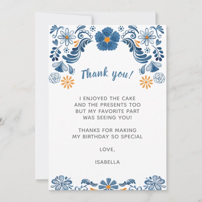Carte De Correspondance Fiesta Thank You Cartes, Floral Merci Notes (Devant)