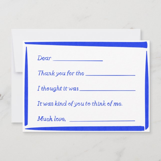 Carte De Correspondance Fill-In-The-Blank "Handwritten" Thank You Notes (Devant)