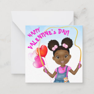 Carte De Correspondance Fille Afro-Américaine Sautant la Saint-Valentin de